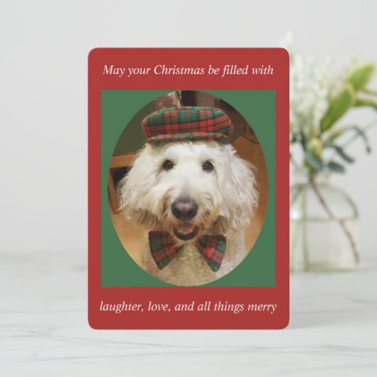Goldendoodle Weihnachtskarte Feiertagskarte (Stehend Vorderseite)