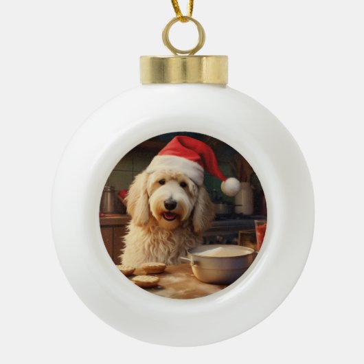 Goldendoodle Weihnachtskekse Urlaub Keramik Kugel-Ornament (Vorderseite)