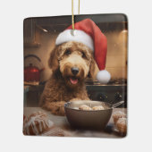 Goldendoodle Weihnachtskost Feiertag Keramikornament (Links)