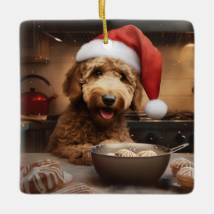 Goldendoodle Weihnachtskost Feiertag Keramikornament