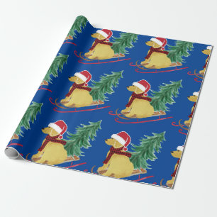 Goldendoodle-Weihnachtsschlitten Blaues Geschenkpa Geschenkpapier