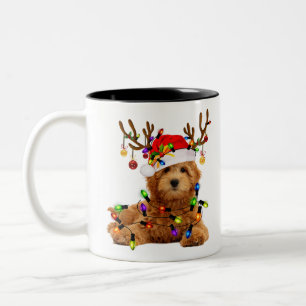 Goldendoodle-Weihnachtsweiden Rentiere Weihnachtsl Zweifarbige Tasse