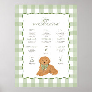 Goldendoodle-Welpe 1. Geburtstags-Meilenstein Poster