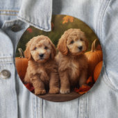 Goldendoodle Welpe Herbst Kürbis Button (Beispiel)