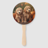 Goldendoodle Welpe Herbst Kürbis Fächer (Rückseite)