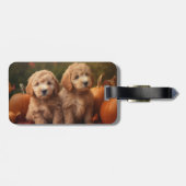 Goldendoodle Welpe Herbst Kürbis Gepäckanhänger (Rückseite horizontal)