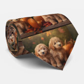 Goldendoodle Welpe Herbst Kürbis Krawatte (Gerollt)