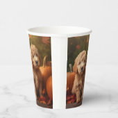 Goldendoodle Welpe Herbst Kürbis Pappbecher (Rechts)
