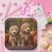 Goldendoodle Welpe Herbst Kürbis Pappteller (Party)