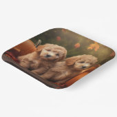 Goldendoodle Welpe Herbst Kürbis Pappteller (Gewinkelt)
