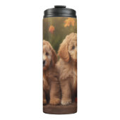 Goldendoodle Welpe Herbst Kürbis Thermosbecher (Vorderseite)