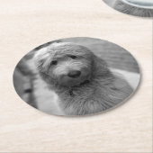 Goldendoodle-Welpe im Garten Runder Pappuntersetzer (Angewinkelt)