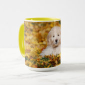 Goldendoodle Welpe in Herbstlauben Tasse (Vorderseite Links)
