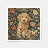Goldendoodle Welpe in William Morris Style Garden Serviette (Vorderseite)