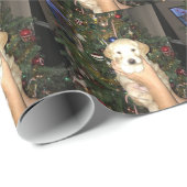 GoldenDoodle Welpe mit Weihnachtsbaum Geschenkpapier (Rolleneckpunkt)