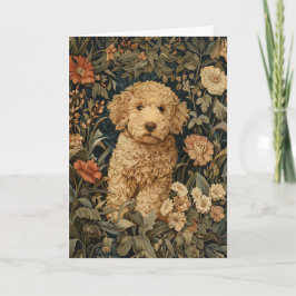 Goldendoodle Welpe Vintag Blütengarten Dankeskarte