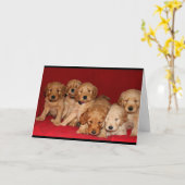 Goldendoodle Welpen, die an Sie denken Karte (Gelbe Blume)