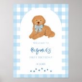 Goldendoodle-Welpen-Hundegeburtstagsfeier Willkomm Poster (Vorne)