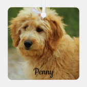 Goldendoodle Welpenhund Ornament Aus Metall (Rückseite)