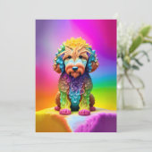 Goldendoodle Welpenkind's Geburtstagsparty Einladung (Stehend Vorderseite)