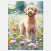 Goldendoodle-Wildblume-Feld Wasserfarbe Magnet (Vorderseite)