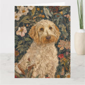 Goldendoodle William Morris Style Floral Vielen Da Dankeskarte (Vorderseite)