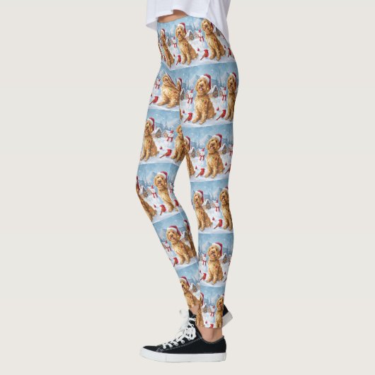 Goldendoodle Winter Wunderland Weihnachtsfreuden Leggings (Links)