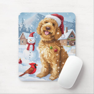 Goldendoodle Winter Wunderland Weihnachtsfreuden Mousepad