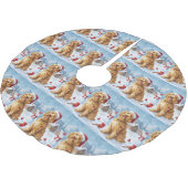 Goldendoodle Winter Wunderland Weihnachtsfreuden Polyester Weihnachtsbaumdecke (Schrägansicht)