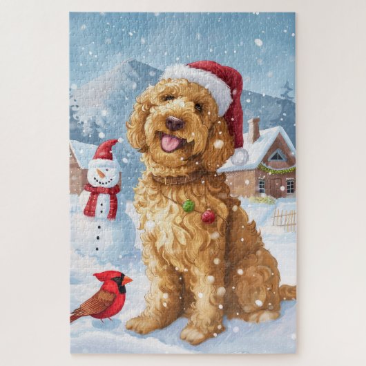Goldendoodle Winter Wunderland Weihnachtsfreuden Puzzle (Vertikal)