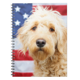 Goldendoodle With American Flag Notizblock