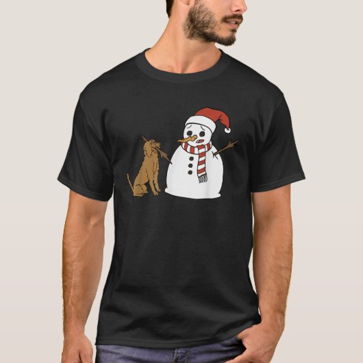 Goldendoodle With Snowman Christmas Dog T-Shirt (Vorderseite)