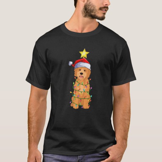 Goldendoodle Xmas Leuchtturm T-Shirt (Vorderseite)