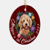 Goldendoodle's erstes Weihnachten Keramik Ornament (Rechts)