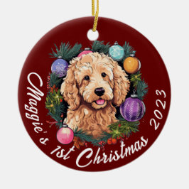 Goldendoodle's erstes Weihnachten Keramik Ornament