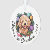 Goldendoodle's erstes Weihnachten Ornament (Vorderseite)
