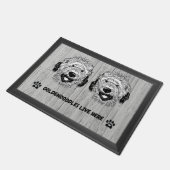 Goldendoodles leben hier vor der Tür Fußmatte (Schrägansicht)
