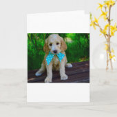 Goldendoodoler Welpe Karte (Gelbe Blume)