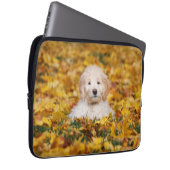 Goldendoodolle Welpe in Herbstlauben Laptopschutzhülle (Vorne Rechts)
