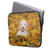 Goldendoodolle Welpe in Herbstlauben Laptopschutzhülle (Vorderseite Links)