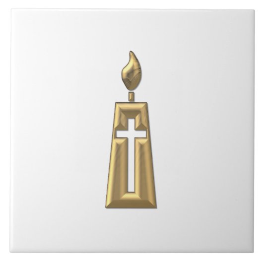 Goldene 3-D-Kerze Fliese (Vorderseite)