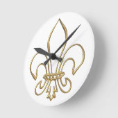 Goldene "3-D" Lilie Runde Wanduhr (Winkel)