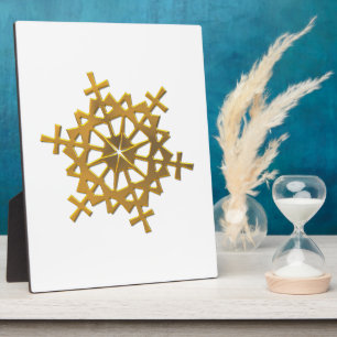 Goldene 3-D-Schneeflocke Fotoplatte