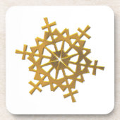 Goldene 3-D-Schneeflocke Getränkeuntersetzer (Vorderseite)