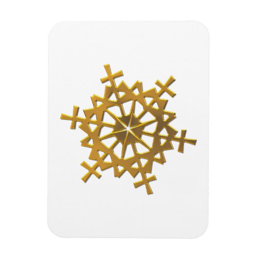 Goldene 3-D-Schneeflocke Magnet (Vertikal)