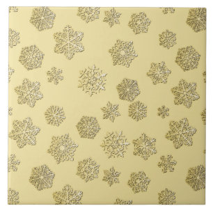 Goldene 3-D-Schneeflocken auf goldenem Hintergrund Fliese