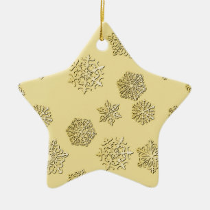 Goldene 3-D-Schneeflocken auf goldenem Hintergrund Keramik Ornament