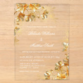 Goldene 3D-Blumen Transparent Acryleinladungen (Vorderseite)