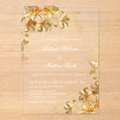 Goldene 3D-Blumen Transparent Acryleinladungen (Vorderseite)