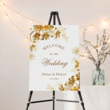 Goldene 3D-Blumen Weiße Hochzeitsbegrüßung